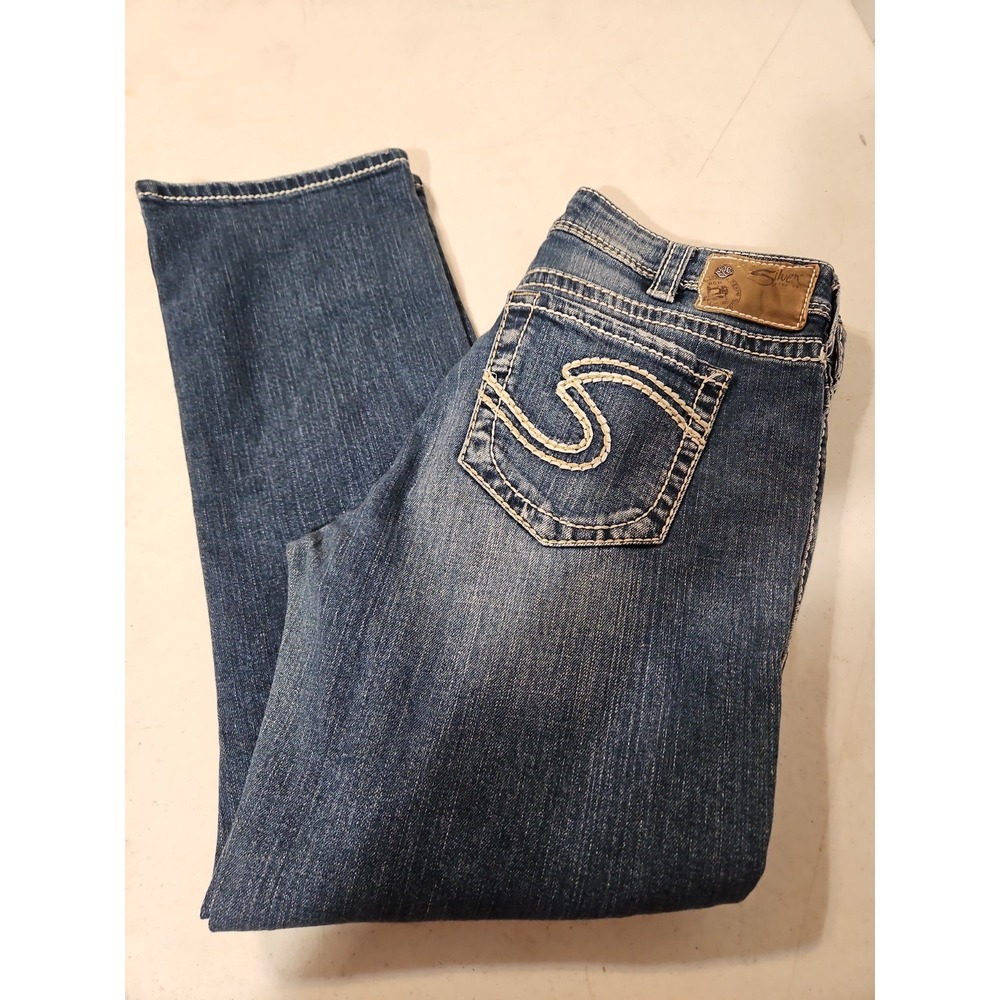 Silver Jeans NATSUKI Capri Mid Rise Stretch Womens‎ 32x26.5 Embroidered (1867